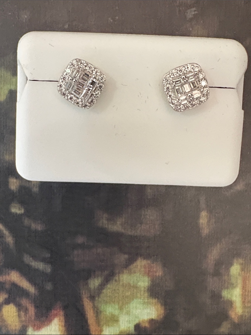 MOISSANITE  1.00CTW 925 Sterling silver Square Stud Earrings